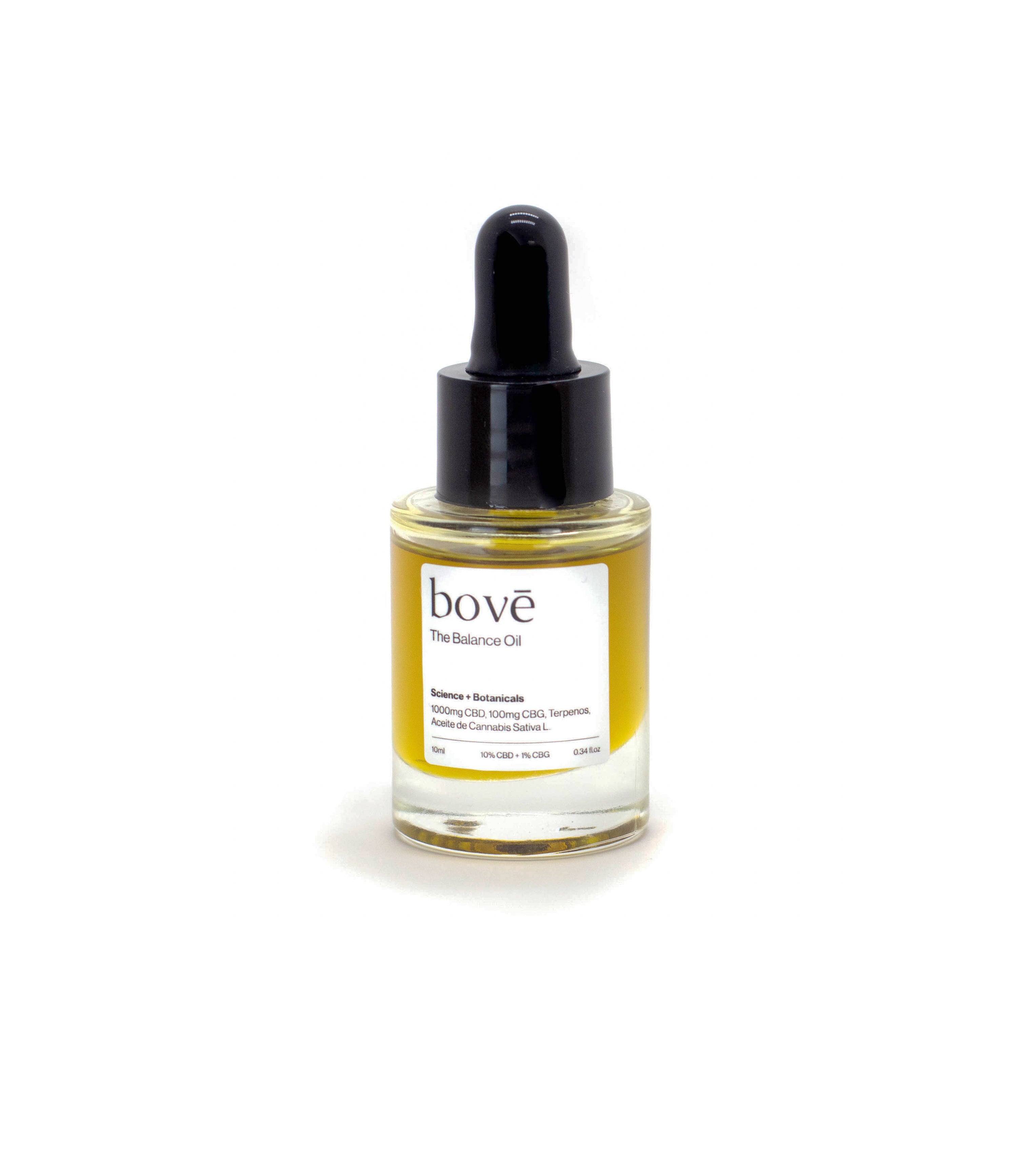 Aceite equilibrante Bové en frasco de vidrio de 10 ml, para mejorar el equilibrio de la piel con ingredientes naturales.